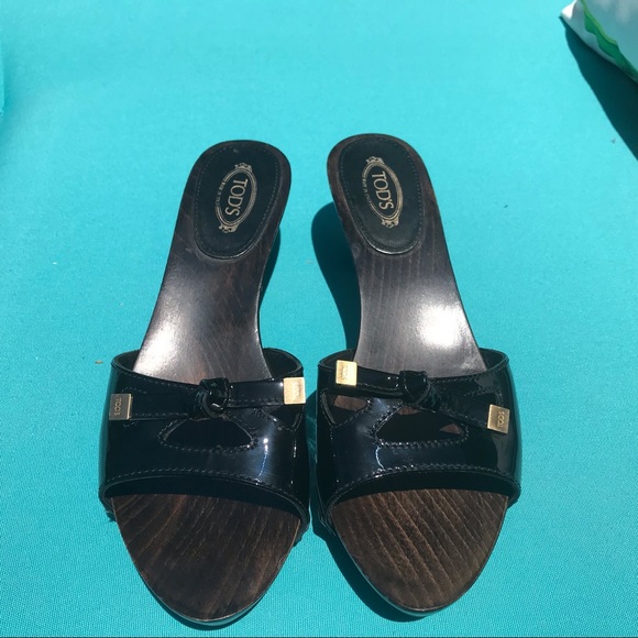 Tod’s Bow Accented wood slide Sandels - Picture 7 of 8